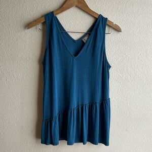 Dolan Left Coast Collection Anthropologie Blue V Neck Peplum Tank Top Sleeveless